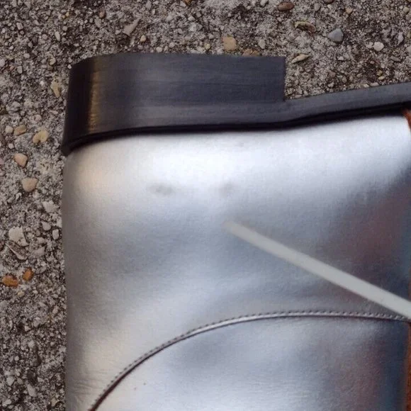 Khaite The Wooster Riding Boots Silver Metallic Leather NWOT - Picture 13 of 15